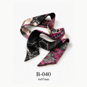 Khăn lụa trang trí đen hồng họa tiết B-040
