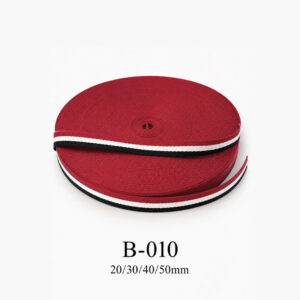 Dây đai dệt cuộn đỏ sọc trắng đen B-010