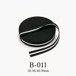 Dây đai dệt cuộn đen sọc trắng B-011