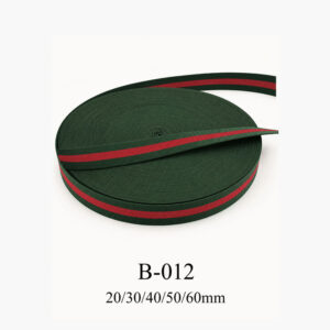 Dây đai dệt cuộn xanh rêu sọc đỏ B-012