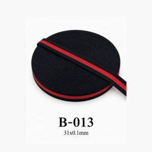 Dây đai dệt cuộn đen sọc đỏ B-013