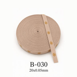 Dây đai dệt cuộn màu be họa tiết vàng B-030