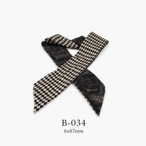 Khăn lụa trang trí đen trắng họa tiết ô B-034