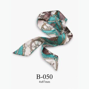 Khăn lụa trang trí xanh ngọc họa tiết xích B-050