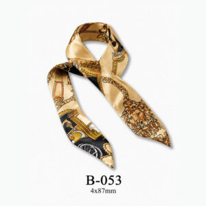 Khăn lụa trang trí vàng họa tiết xích B-053